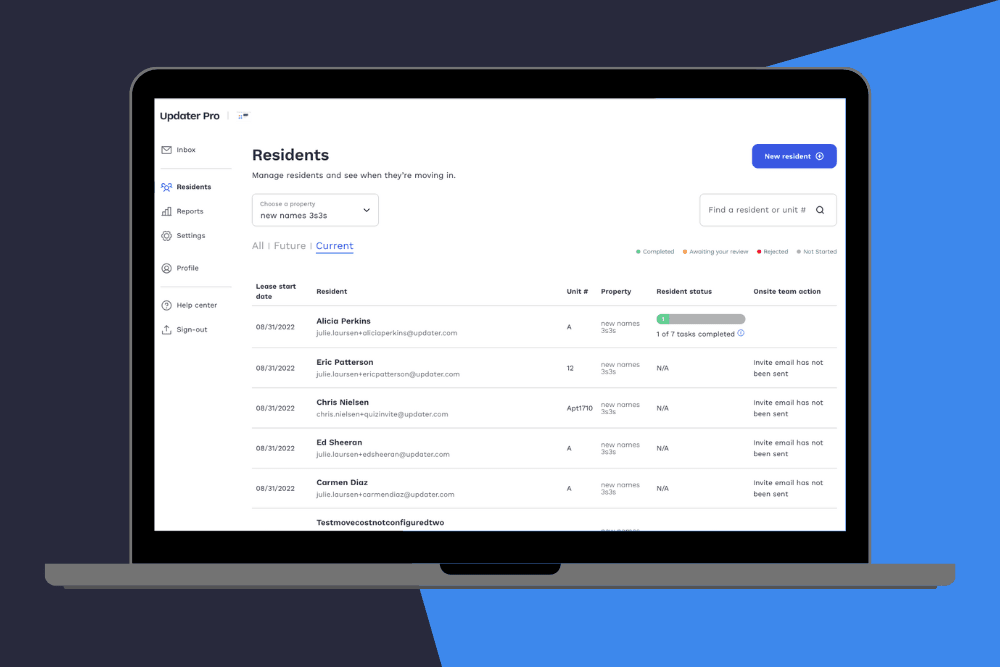 screenshot of resident tracker enhancements